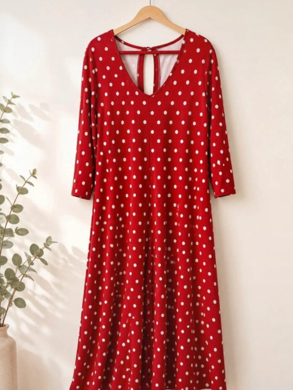 Red White Polka Dot Wide Leg Jumpsuit Retro Pin-Up L